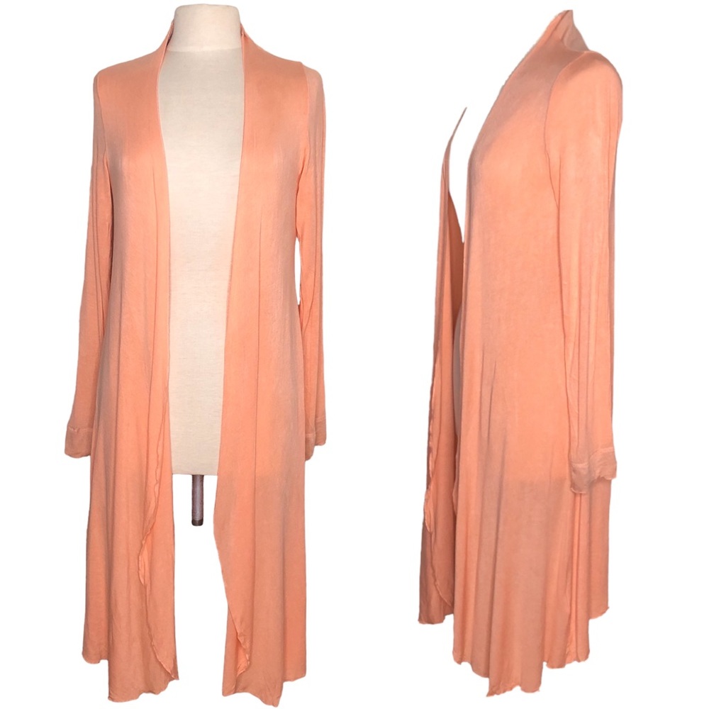 Soft Surroundings Peach Open Front Duster Cardigan - image 1